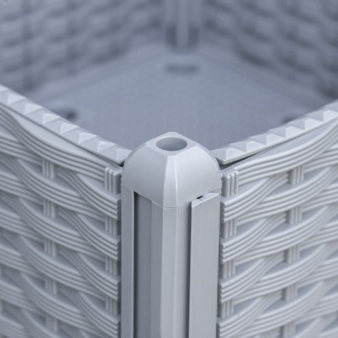 Outsunny Set of 4 26L Garden Raised Bed Elevated Patio Flower Plant Planter Box PP Vegetables Planting Container, Grey