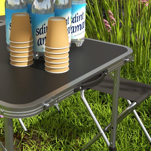 Outsunny 4ft Folding Picnic Table and Chairs, Portable Camping Table and Chairs Outdoor Indoor Use for BBQ Picnic Garden Parties