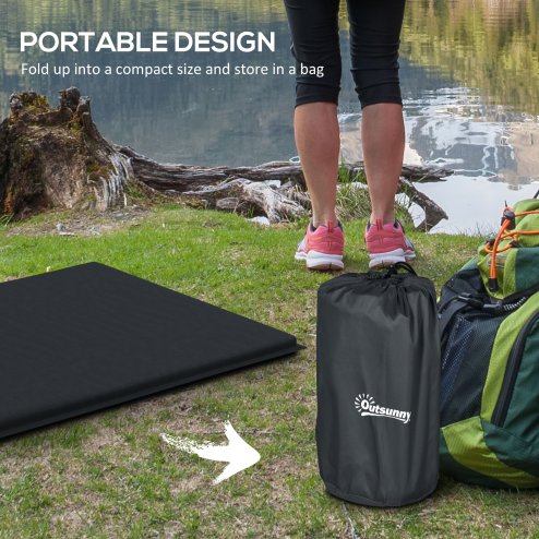Outsunny Self-Inflating Camping Mat Sleeping Pad, 5cm Thick Single Air Mattress with Carry Bag for Hiking, Camping, Travel, 200 x 65cm, Grey
