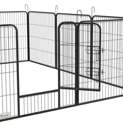 PawHut Dog Pen 12 Panels Puppy Pen Heavy Duty Pet Playpen for Indoor Outdoor for Dogs, Rabbits, Ducks 80cm High