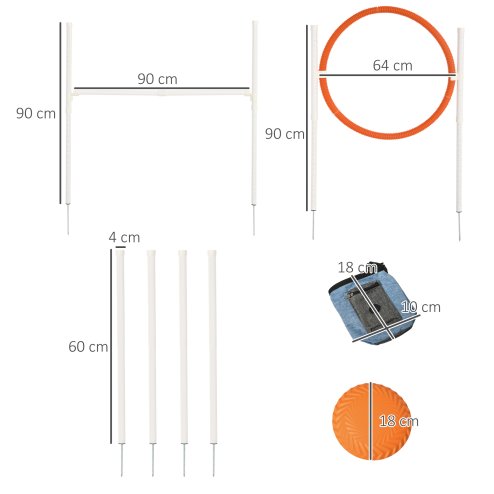 PawHut Dog Agility Equipment Set Pet Run Jump Obedience Training Set for Outdoor with Disc, Whistle, Weaves Poles, Adjustable Jumping Poles, Carry Bag