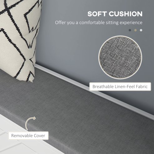 HOMCOM Shoe Storage Bench, Narrow Shoe Bench with 2 Flip Drawers, Seating Cushion and 2 Vents for 8 Pairs of Shoes for Entryway, Hallway, White