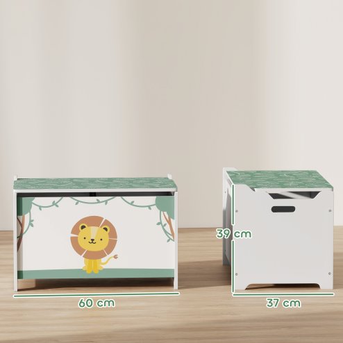 AIYAPLAY Toy Box with Lid, Toy Chest with Safety Hinges for Kids Boys Girls, Kids Storage Box for Living Room, Playroom, Nursery, Bedroom, Green