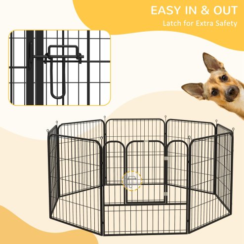 PawHut Dog Pen 8 Panels Puppy Pen Heavy Duty Pet Playpen for Indoor Outdoor for Dogs, Rabbits, Ducks 80cm High
