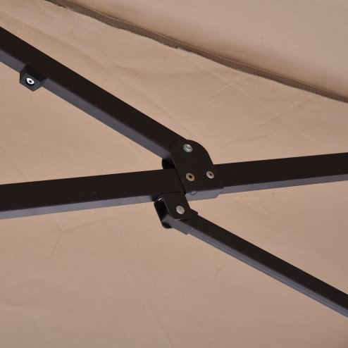 Outsunny 4.6m Large Garden Parasol Double-Sided Sun Umbrella Patio Market Canopy Shade Outdoor Tan - NO BASE