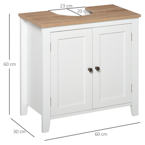 kleankin Under Sink Cabinet, Bathroom Sink Cabinet with 2 Doors, Pedestal Under Sink Design, Freestanding Bathroom Cupboard with Adjustable Shelf