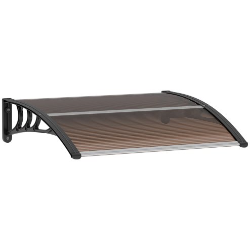 Outsunny Front Door Canopy Outdoor Awning Aluminium Rigid Plastic Polycarbonate Rain Shelter UV Water Rain Resistant 120 x 75cm Image