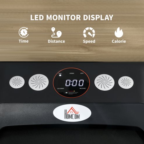 HOMCOM 1.5HP Foldable Walking Treadmill, 1-8km/h Aerobic Exercise Machine with LED Display and Wheels, for Home Office Training Room, Blue