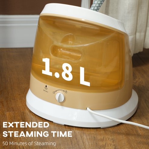 HOMCOM Clothes Steamer, Upright Garment Steamer Wrinkle Remover with Large 1.8L Water Tank, Adjustable Height, for Home Clothing, Curtains, Wedding Dresses, Silk, Sofa, Gold Tone