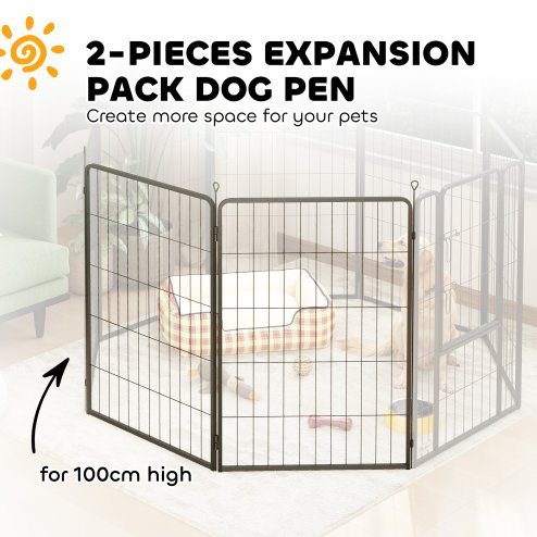 PawHut Dog Pen, 2 Panel Puppy Pen, Portable, Detachable, For Large Dogs, 100cm Tall, Black