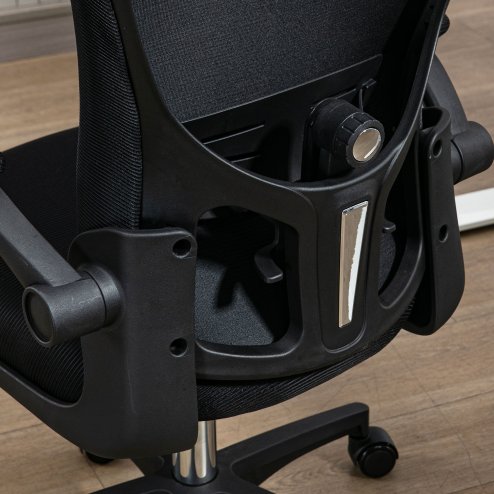 Vinsetto High Back Office Chair, Mesh Computer Desk Chair with Rotatable Headrest, 4D Lumbar Support, Flip-up Arm, Adjustable Height, Black