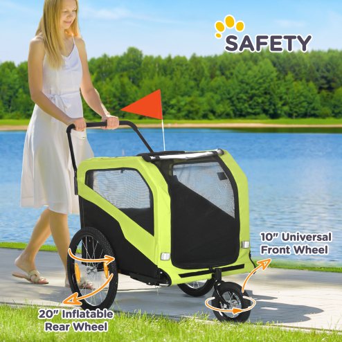 PawHut Dog Bike Trailer, 2 in 1 Dog Stroller for Large Dogs with Hitch, Quick-release 20