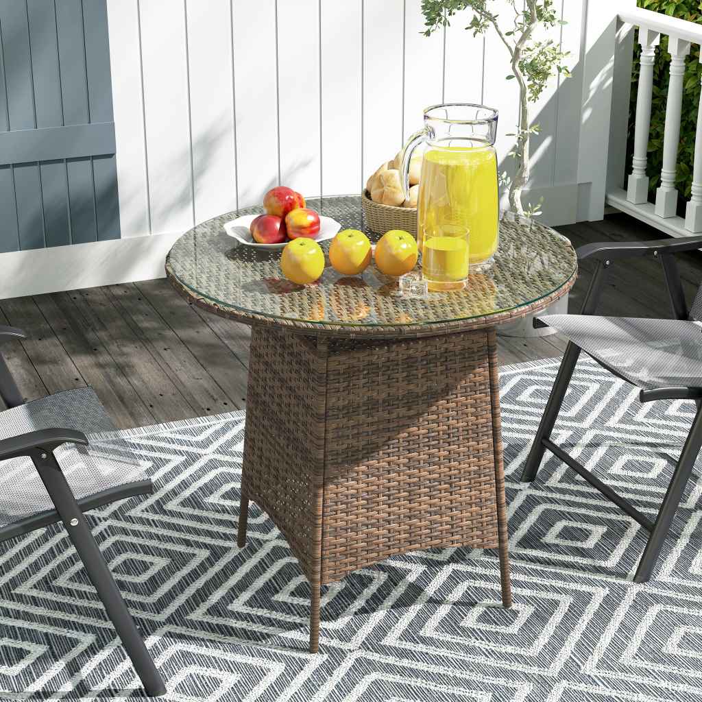 Outsunny Wicker Garden Rattan Table, Patio Furniture Outdoor Coffee ...