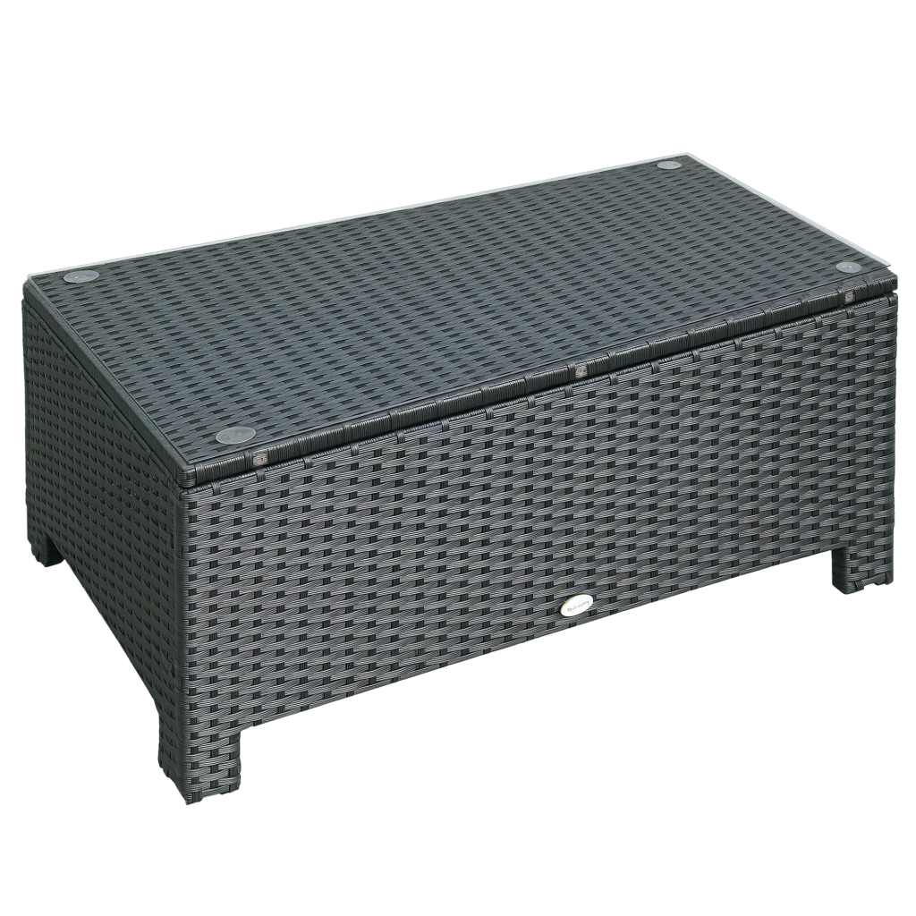 Rectangular Rattan Tables Outsunny Rectangular Rattan Coffee Table with Glass Top - Outdoor ...