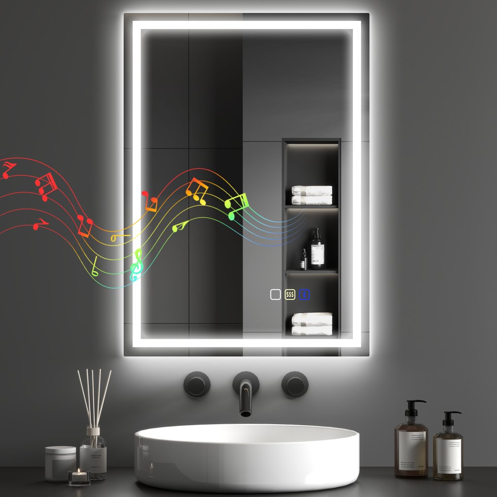 Bluetooth Bathroom Mirror with LED Lights & Demister Pad - HOMCOM: Yavolo