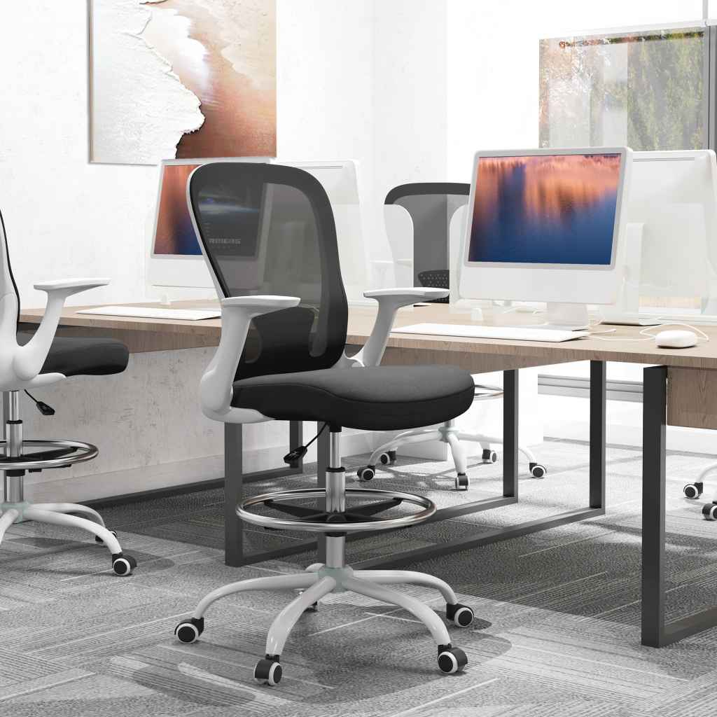 Adjustable Features Ergonomic Draughtsman Chair with Lumbar Support & Adjustable Features ...