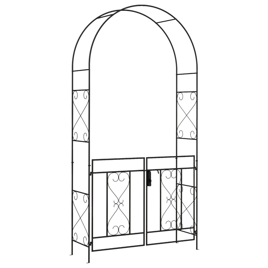 Black Metal Garden Arch with Gates for Climbing Plants by Outsunny: Yavolo