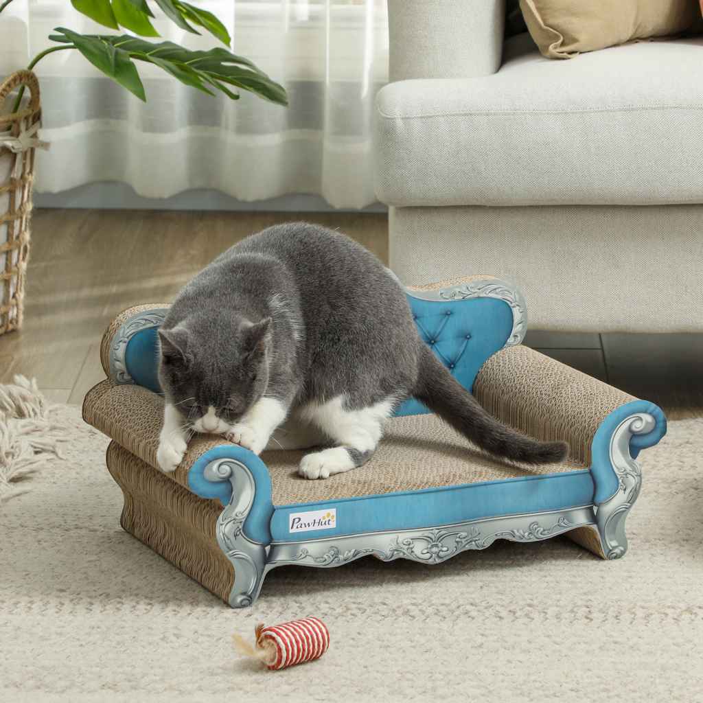 PawHut 2-in-1 Cat Scratcher, Cardboard Cat Scratching Board with Catnip ...