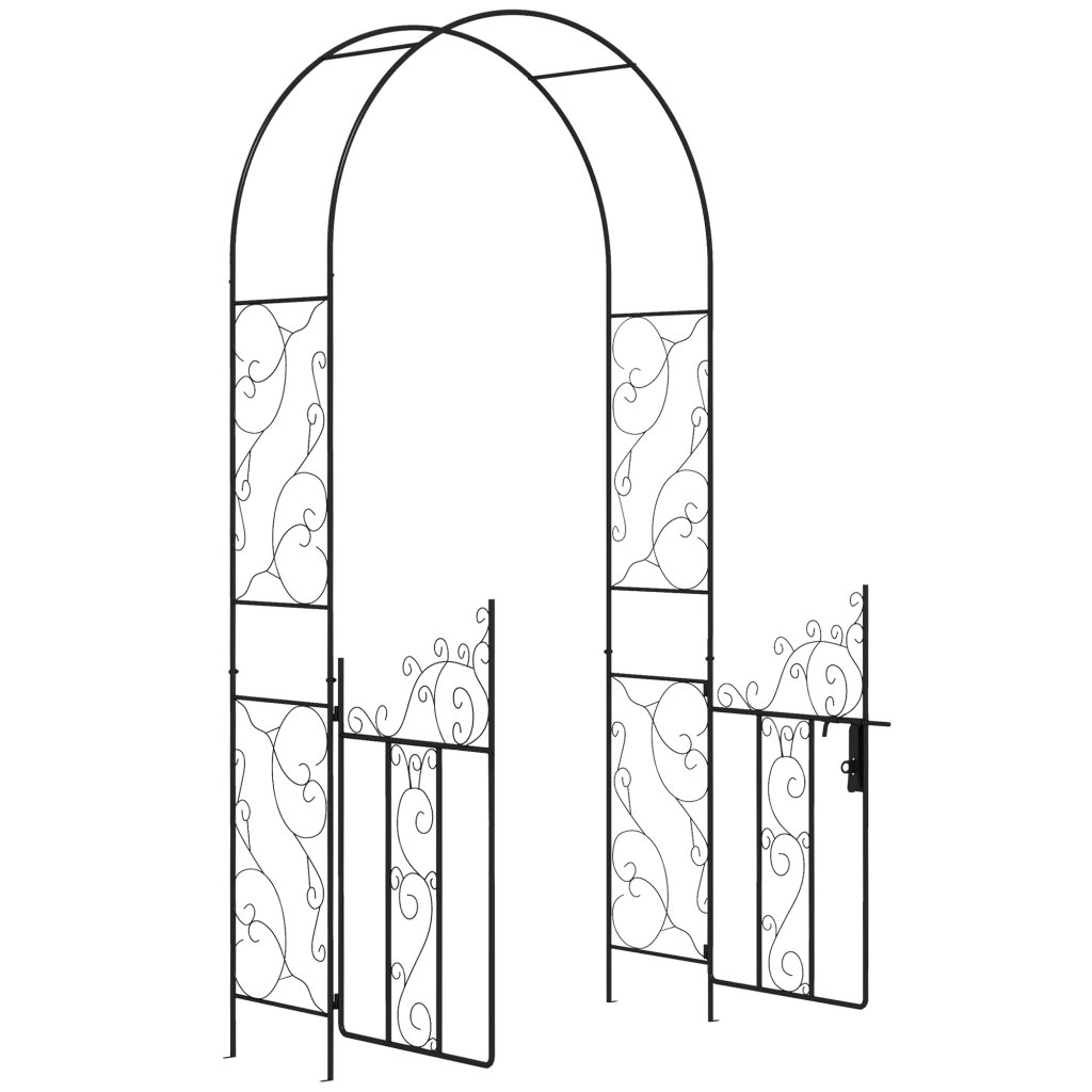 Outsunny Black Metal Garden Arch with Double Gates for Climbing Plants ...