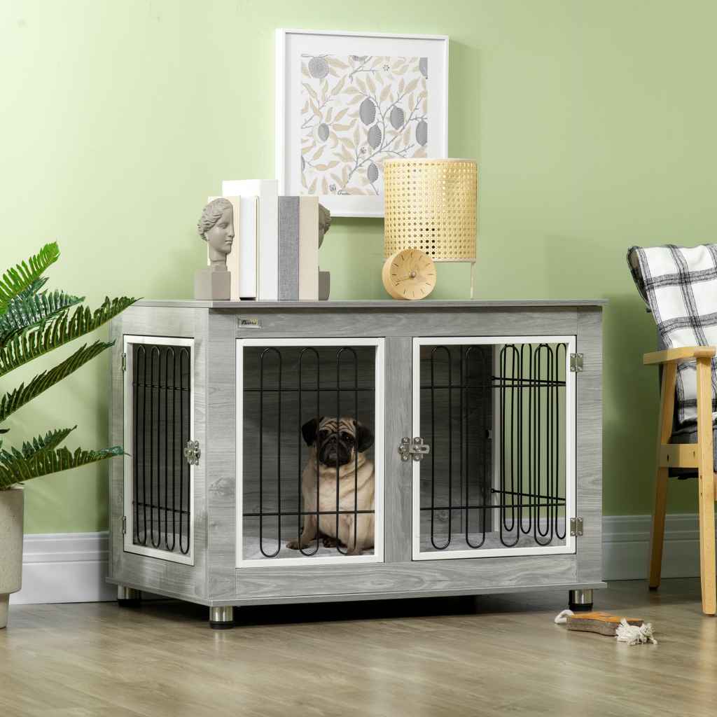 PawHut Dog Crate Furniture, Side End Table, Indoor Dog Kennel with Soft ...