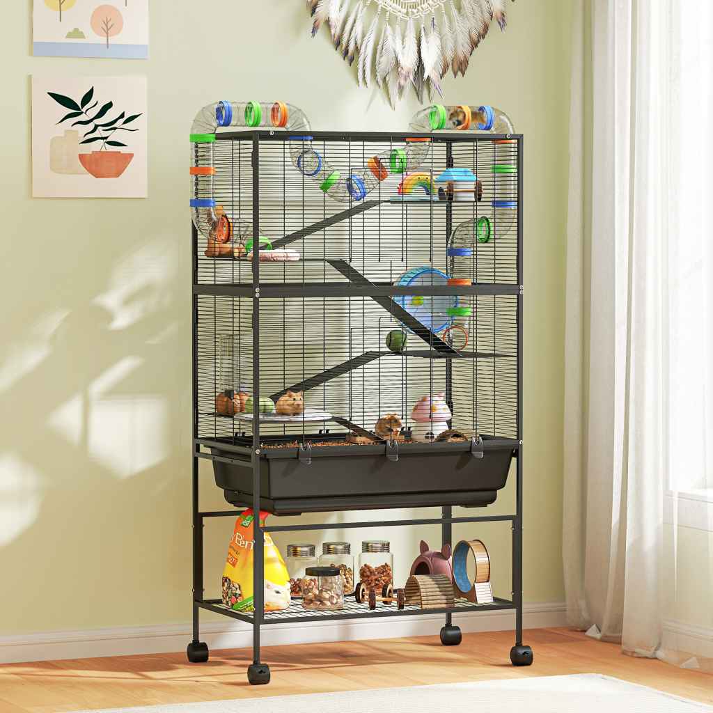 Curated visual reference: Pawhut Hamster Cage 5 Tier Large Gerbil Cage On Wheels Photo Inspiration
