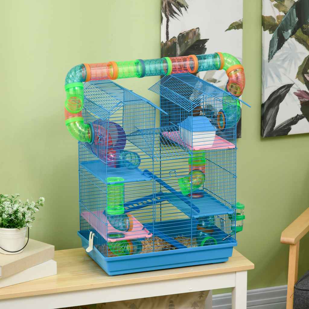 Curated visual reference: Gallery Detail: Pawhut 5 Tier Hamster Cage Carrier Habitat With Exercise Wheels