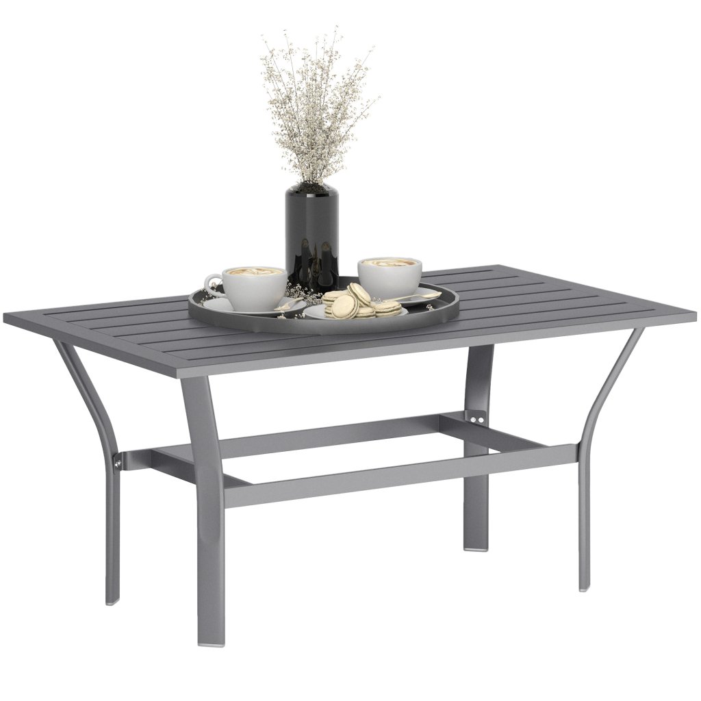 Outsunny Metal Garden Coffee Table, Rectangular Outdoor Side Table with ...