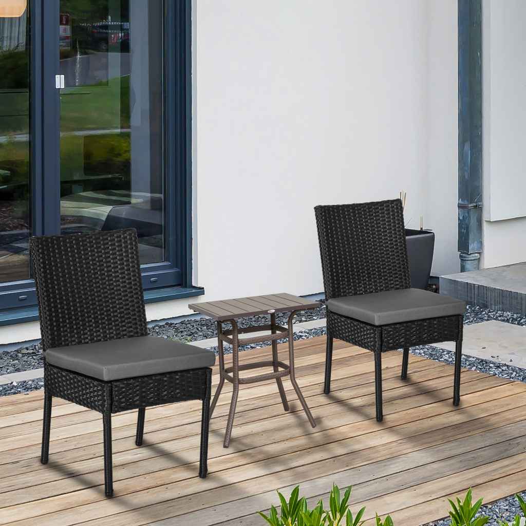 Outsunny 2 Pieces PE Rattan Garden Chairs with Cushion, Patio Wicker ...