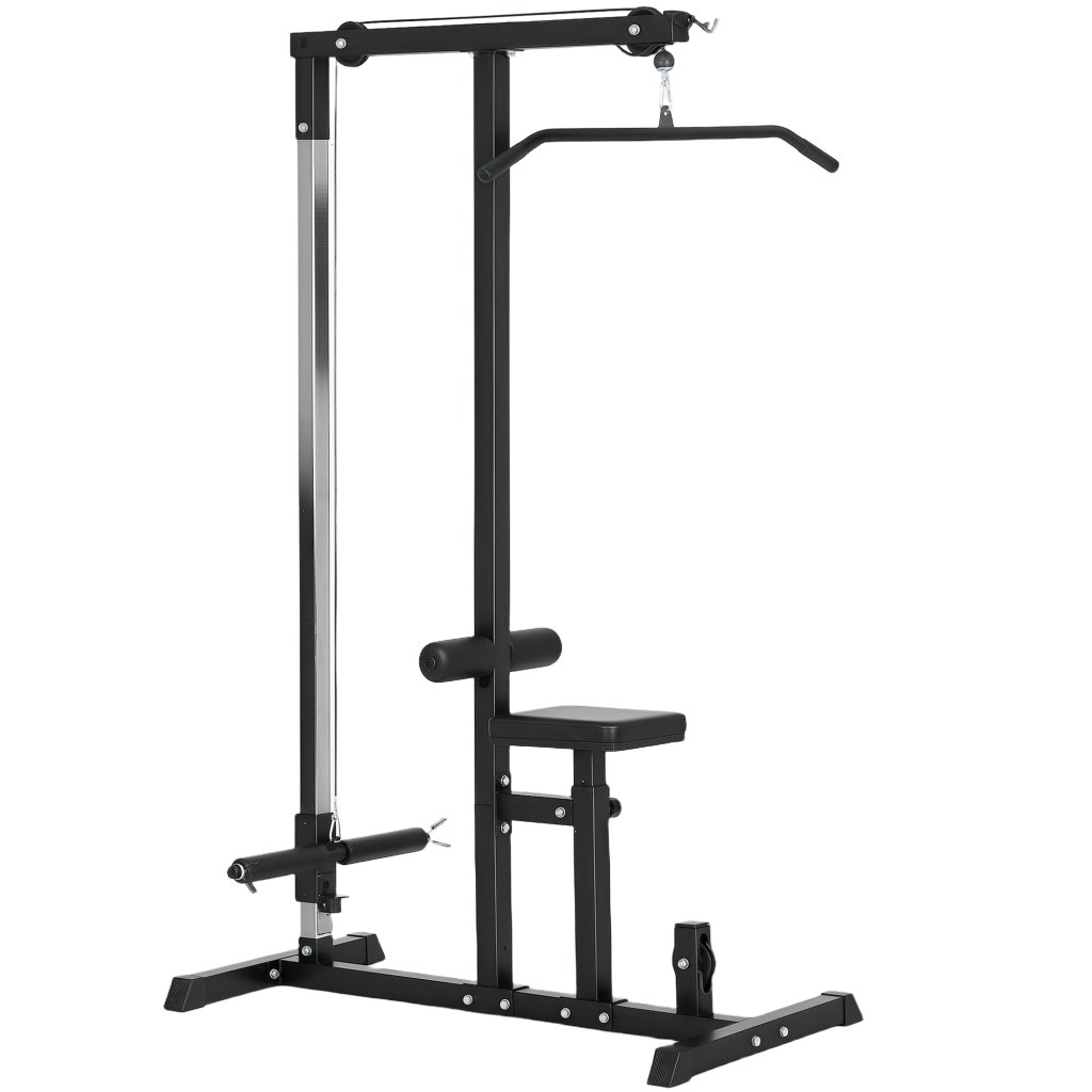 HOMCOM Lat Pull Down Machine with Adjustable Seat & Extra Pulley System ...
