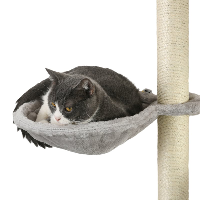 PawHut 4 Piece Cat Shelves, Cat Wall Furniture with Hammock, Scratching Posts, Soft Ladder, Steps, Jump Platforms, Cat Wall Shelves for Indoor Cats - Grey