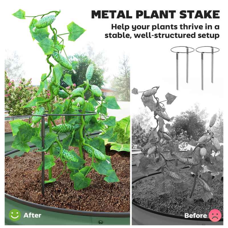 Outsunny Set of 2 Raised Beds for Garden, Outdoor Galvanised Planter Box with Plant Support Stakes, Rubber Strap Edging and Bottomless for Flower, Vegetable, 181 x 93 x 30 cm, Green