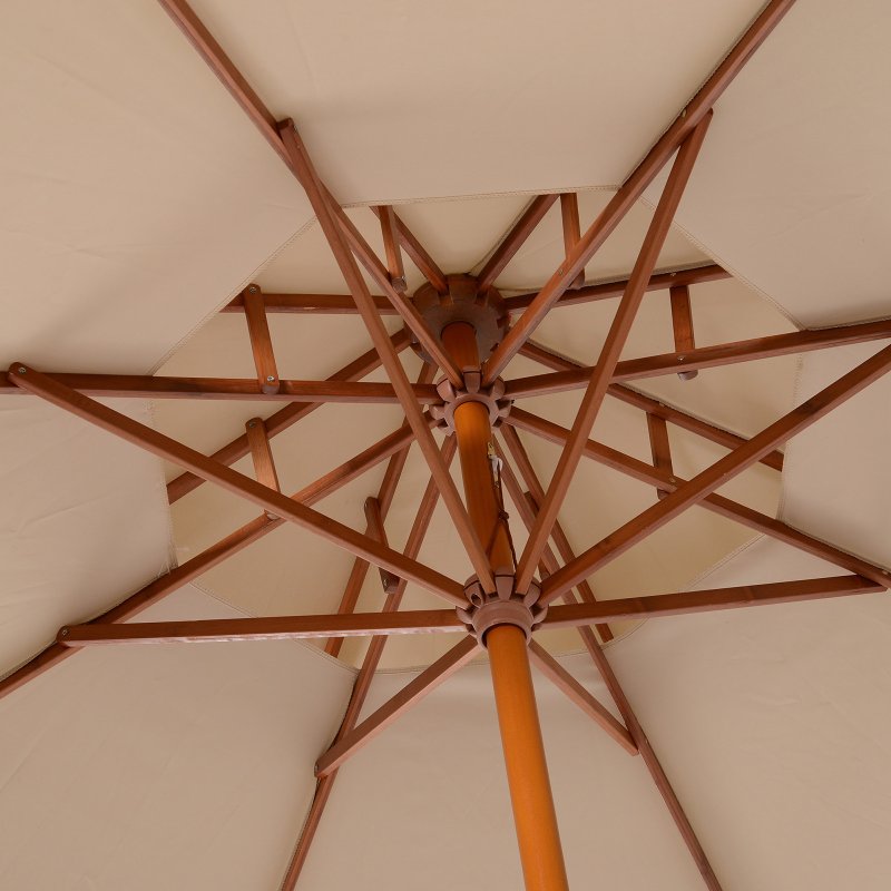 Outsunny 2.7 m Garden Parasol Umbrella, Double Tier Garden Umbrellas Outdoor Sun Umbrella Sunshade Bamboo Ribs, Beige