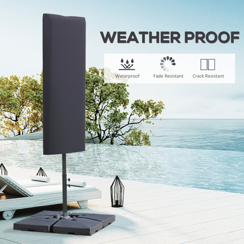 Outsunny Garden Parasol Cover, Outdoor Patio Umbrella Protector Weatherproof Garden Patio with Rod, Zipper for 2-4m Parasol, 60 x 160cm, Dark Grey