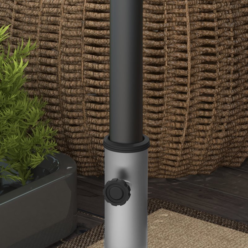 Outsunny 28kg Granite Parasol Base, Heavy Duty Square Umbrella Stand with Wheels and Retractable Handle, Parasol holder for 32mm, 38mm, 48mm Poles, Grey
