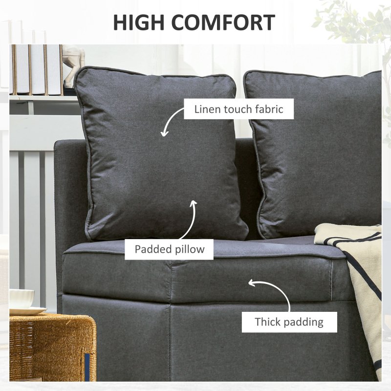 HOMCOM Convertible Single Sofa Bed with Thick Padded Seat, 3-in-1 Multi-Functional Sleeper Chair Bed with Magazine Pocket, for Living Room