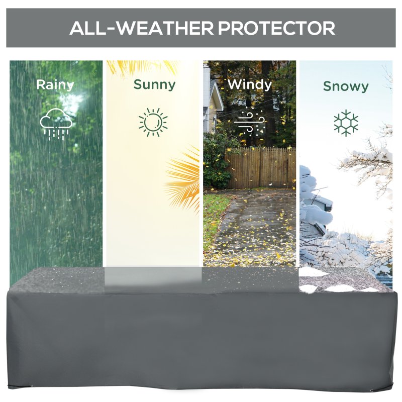 Outsunny 600D Oxford Outdoor Garden Furniture Sofa Set Cover, Waterproof Anti-UV Rattan Sun Lounger Protection Protector Cover, 200L x 73W x 35Hcm, Grey