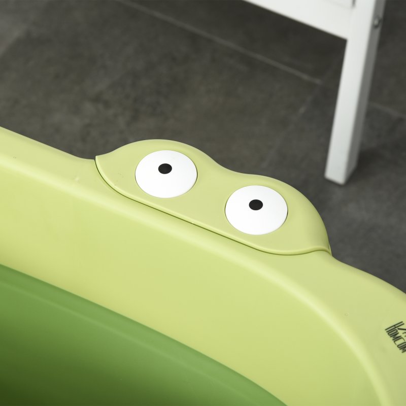 HOMCOM Baby Bathtub for 0-6 Years Collapsible Non-Slip Portable with Stool Seat for Newborns Infants Toddlers Kids - Green