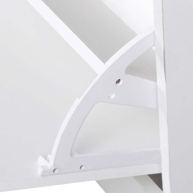 HOMCOM 2PC Shoes Storage Chest Cloths Rack Unit w/Mirror Multiple Shelves Large Storage Capacity Shoes Cabinet 6 Hooks Cloth Rack