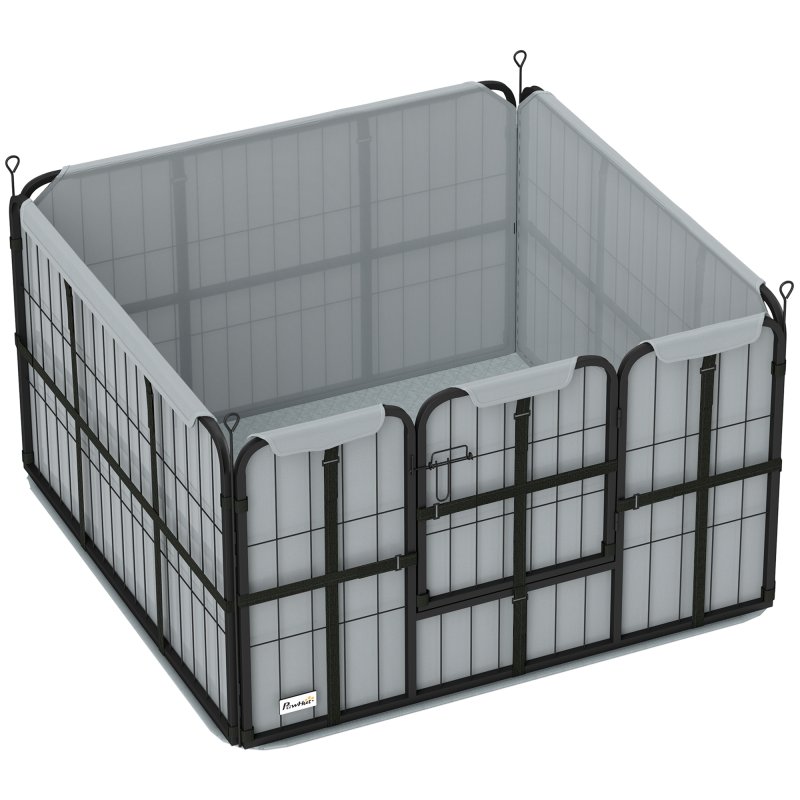 PawHut Whelping Box for Dogs and Puppies, 4 Panel Whelping Pen with Washable Whelping Pad, Wind-Resistant Cloth, Lockable Door, Dog Playpen for Indoor, Outdoor, for Small and Medium Breeds