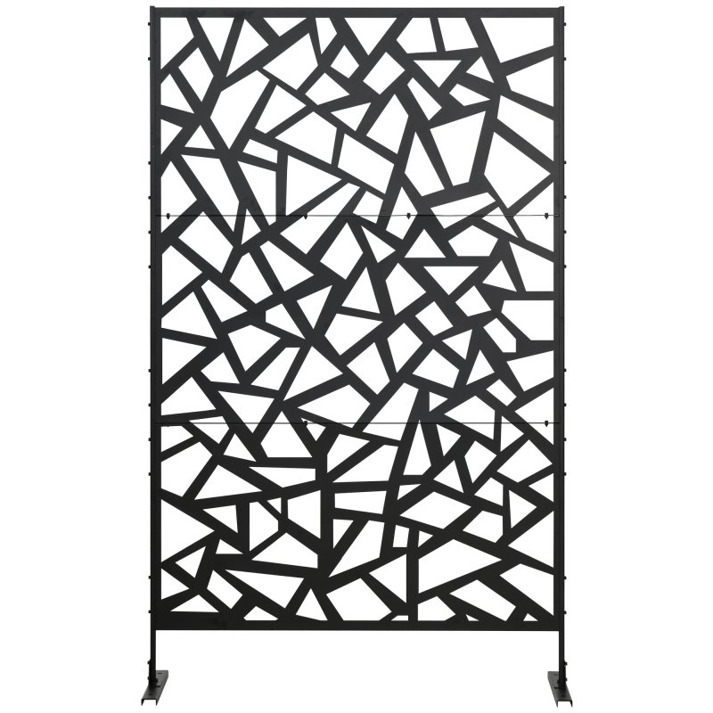 Outsunny Decorative Garden Privacy Screen with Stand, 6.5FT Freestanding Metal Outdoor Divider, Decorative Privacy Panel with Expansion Screws for Garden Pool Hot Tub, Irregular Figure Style, Black