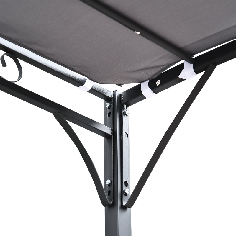 Outsunny 3 x 3(m) Pergola Gazebo Metal Frame Elegant Scrolling Weather-Resistant Canopy Sun Rain Shade Garden Outdoor Shelter, Grey