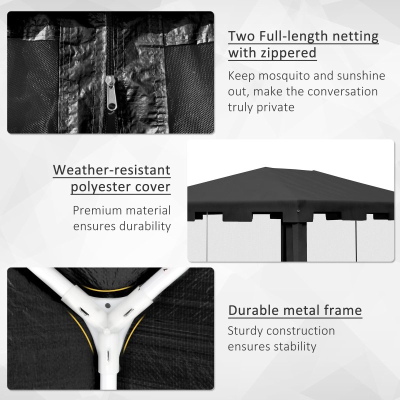 Outsunny 4 m x 3 m Gazebo with Sides, Outdoor Party Tent, Sun Shade Canopy with Mesh Sidewalls, Dark Grey
