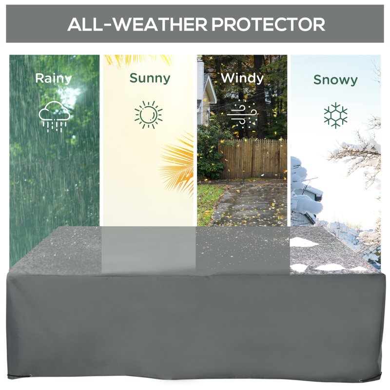 Outsunny 600D Oxford Outdoor Garden Furniture Sofa Set Cover, Waterproof Anti-UV Rattan Sun Lounger Protection Protector Cover, 205L x 192W x 61Hcm, Grey