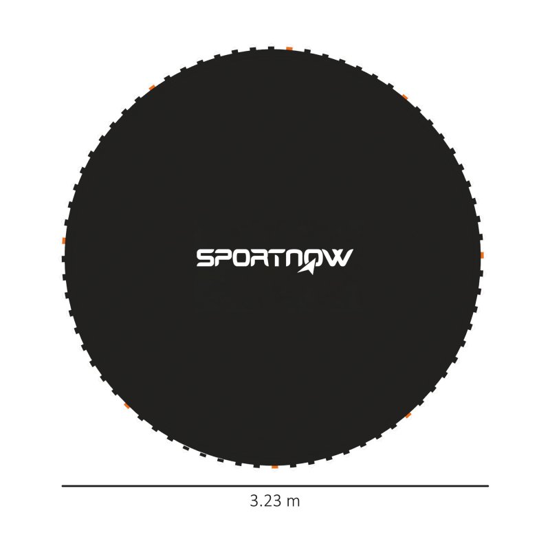 SPORTNOW Trampoline Replacement Mat with Eight Rows of Stitching, Spring Pull Tool, 72 V-Hooks, for 12ft Trampoline, Using 14cm Springs, Trampoline Jumping Mat, Black