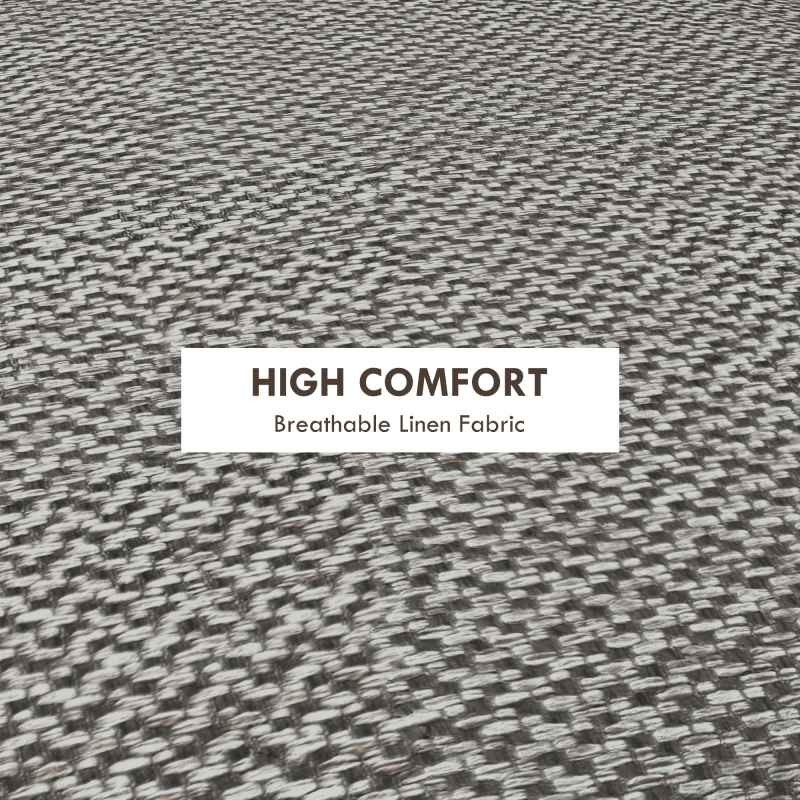 HOMCOM Round Storage Stool, Linen Fabric Upholstered Foot Stool with Removable Top, Padded Seat, Hidden Space and Wooden Legs for Living Room