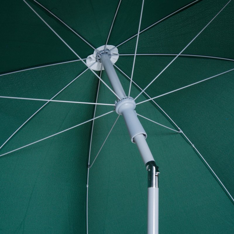 Outsunny 2.2m Beach Umbrella, Portable Parasol with Tilting Function, Outdoor Sunshade Shelter with 8 Ribs for Garden, Pool and Patio, Green