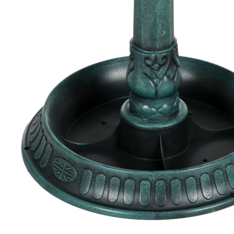 Outsunny 81cm Tall Bird Bath with 2 Decorative Birds, Vintage Style Birdbath with Flower Planter Base, Bird Bath Bowl for Garden, Green