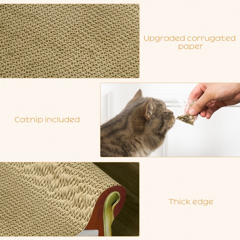 PawHut Cat Scratching Board, Cardboard Cat Scratcher Lounge Sofa with Catnip, 58 x 29.5 x 29cm