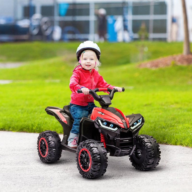 HOMCOM 12V Electric Quad Bike for Kids Ride On Car All Terrain Vehicle Toy, with Forward Reverse Functions, LED Headlights, Music, for Ages 3-5 Years - Red