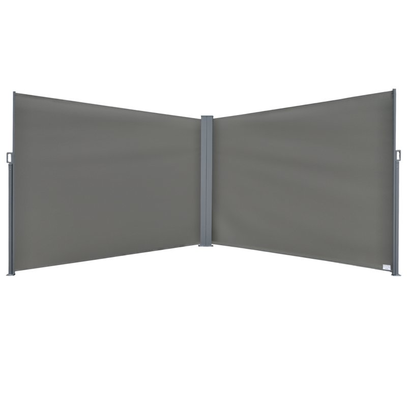 Outsunny 6 x 2m Retractable Sun Side Awning Screen Fence Patio Garden Wall Balcony Screening Panel Outdoor Blind Privacy Divider - Grey